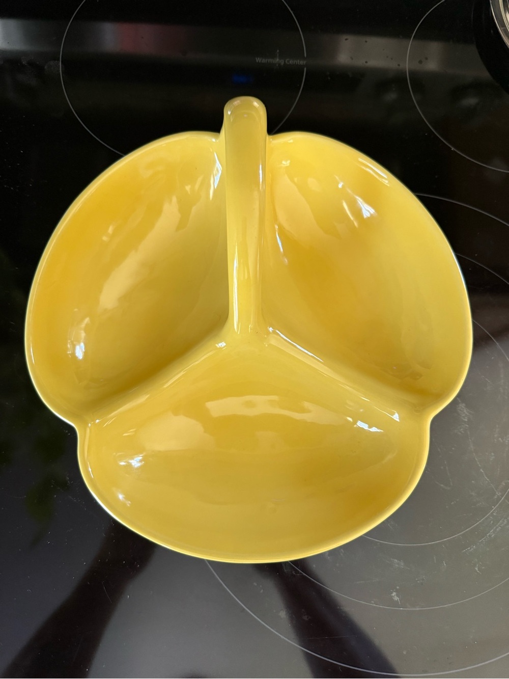 1930’s Art Deco Yellow 3-Section Ceramic Serving Dish